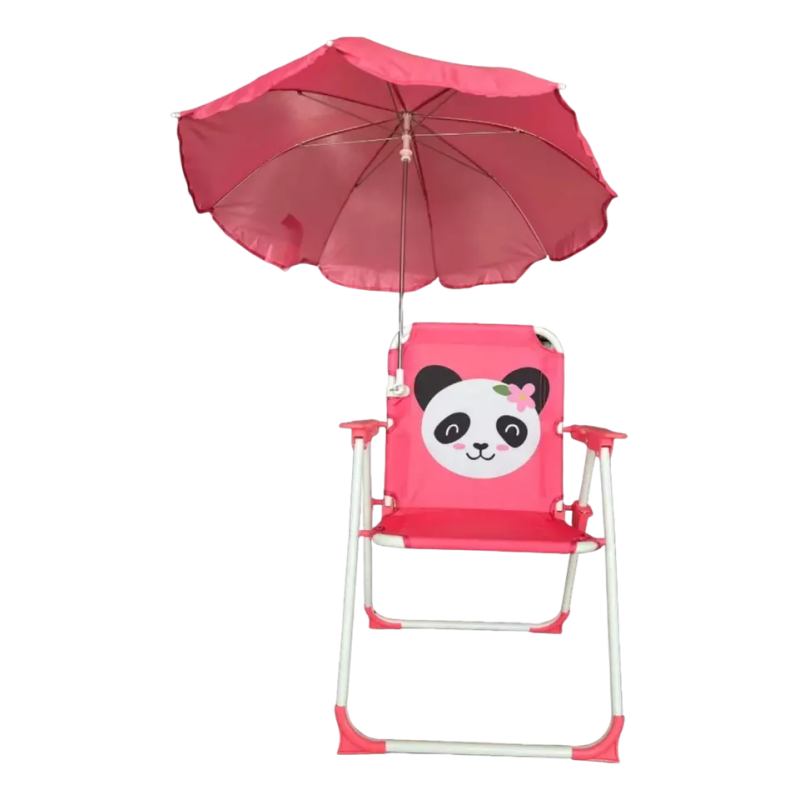 Silla de Playa con Quitasol Diseño Panda